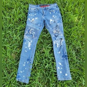 Heritage America Distressed Bleached Skinny Jeans 32 x 33